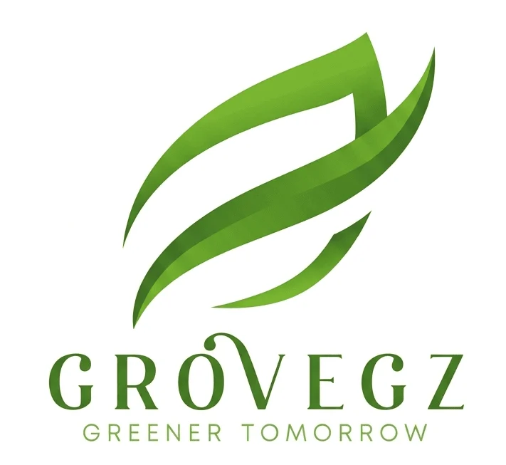 GroVegz logo ja tunnuslause Greener Tomorrow