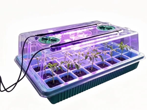 Minikasvuhoone LED taimelambi ja ventilatsiooniavadega seemikute kasvatamiseks
